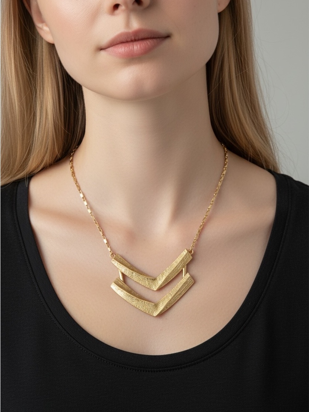10/4 Gold Double Chevron Pendant Necklace - Women's Jewelry